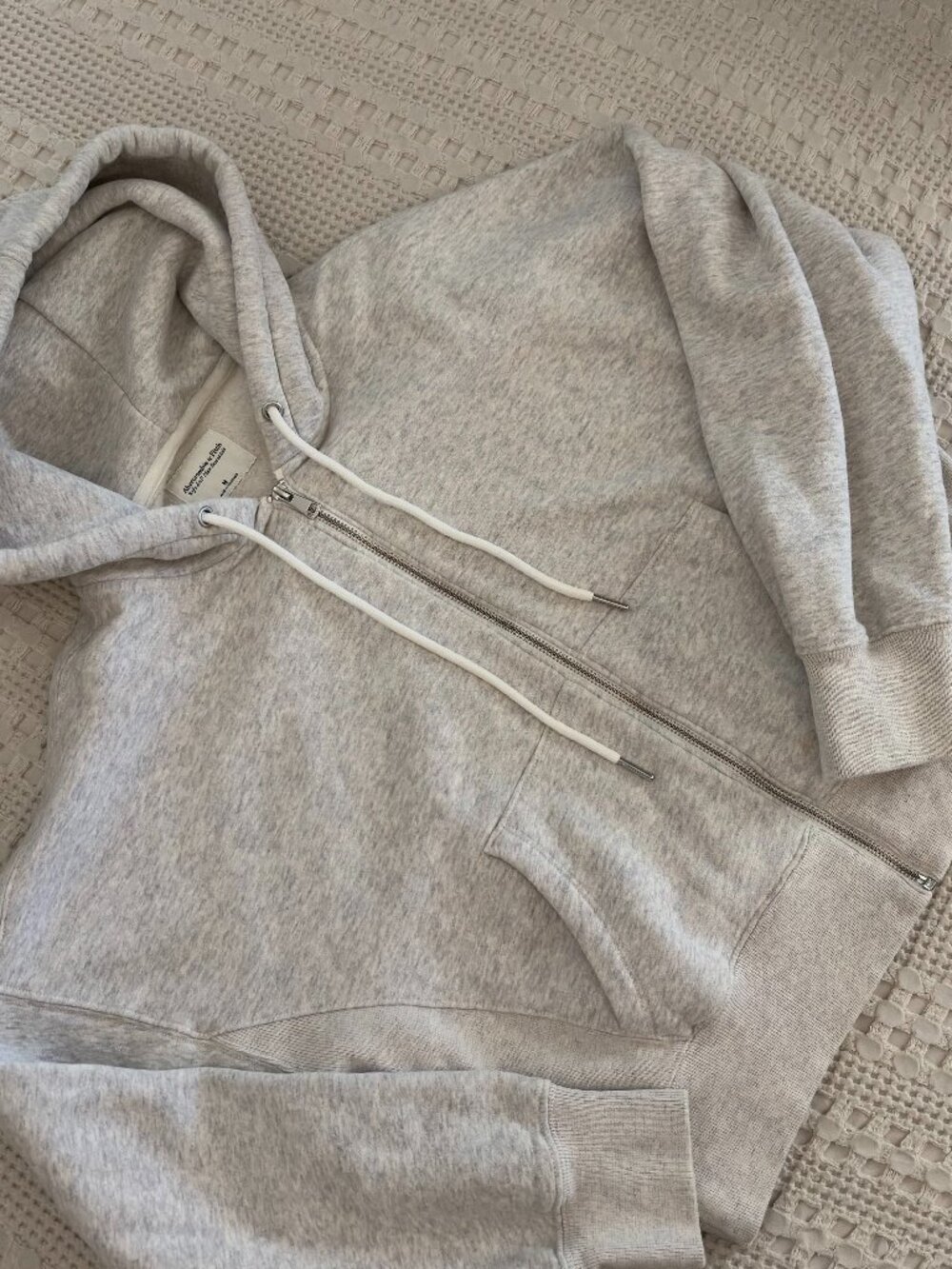 Abercrombie Light Gray Sunday Hooded Full-Zip Size Medium - Picture 7 of 8